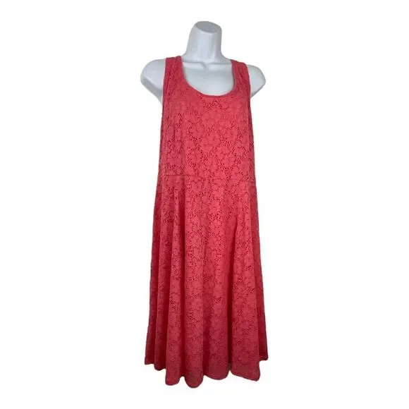 NWT‎ Lane Bryant Coral Lace Sleeveless Midi Dress Sz 22 - Picture 2 of 5